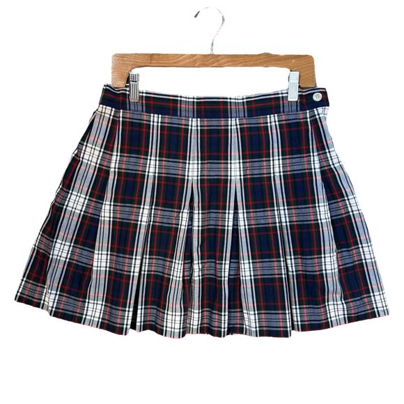 Parker Plaid Tartan A-line Skirt Size 32 Red Blue Green Pleated Holiday Preppy - Picture 1 of 6